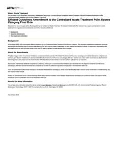 Effluent Guidelines & Standards for the Centralized Waste Treatment Factsheet - December 2003