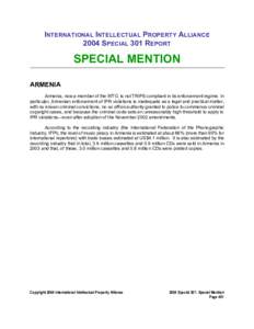 Microsoft Word - SPECIAL MENTION 2004 Sp 301 ARMENIA FINAL.doc