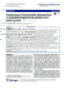 Partitioning of thermostable glucoamylase in polyethyleneglycol/salt aqueous two-phase system