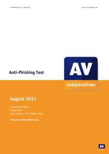 Anti‐Phishing Test – August 2011   www.av‐comparatives.org  Anti-Phishing Test