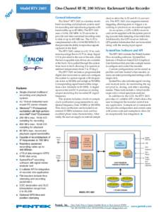 One-Channel RF/IF, 200 MS/sec Rackmount Value Recorder