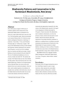 Biodiversity Patterns and Conservation in the Hackensack Meadowlands, New Jersey  URBAN HABITATS, VOLUME 2, NUMBER 1 • ISSNhttp://www.urbanhabitats.org  Biodiversity Patterns and Conservation in the