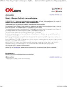 CNN.com - Study: Oxygen helped mammals grow - Sep 29, 2005