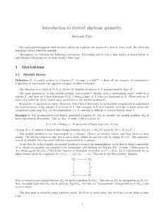 Introduction to derived algebraic geometry Bertrand To¨en