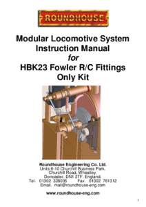 Modular Locomotive System Instruction Manual for HBK23 Fowler R/C Fittings Only Kit