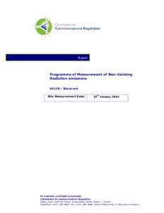 Report  Programme of Measurement of Non-Ionising Radiation emissions 0414R - Blackrock Site Measurement Date:
