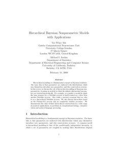 Hierarchical Bayesian Nonparametric Models with Applications Yee Whye Teh