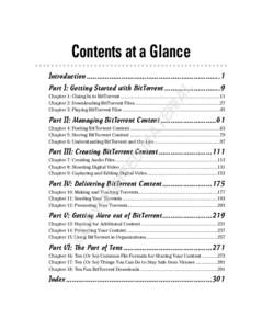 Contents at a Glance Introduction .................................................................1 AL  Part I: Getting Started with BitTorrent ...........................9