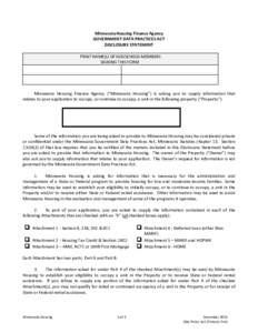 Minnesota Housing Finance Agency GOVERNMENT DATA PRACTICES ACT DISCLOSURE STATEMENT PRINT NAME(S) OF HOUSEHOLD MEMBERS SIGNING THIS FORM