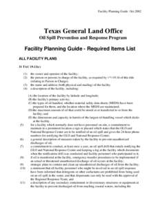 Facility Planning Guide OctTexas General Land Office Oil Spill Prevention and Response Program  Facility Planning Guide - Required Items List