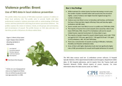 Violence profile: Brent Use of NHS data in local violence prevention This profile utilises four sources of NHS data to present a picture of violence in Brent local authority (LA). The profile aims to provide health and o