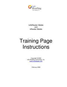 knfbReader Mobile and kReader Mobile Training Page Instructions