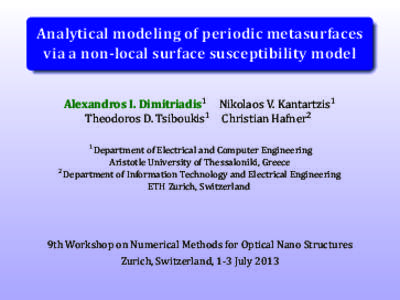 .  . Analytical modeling of periodic metasurfaces via a non-local surface susceptibility model