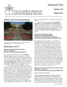 CBHL Newsletter, No[removed]August 2012)