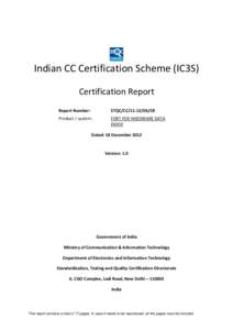 Indian CC Certification Scheme (IC3S) Certification Report Report Number: STQC/CCCR