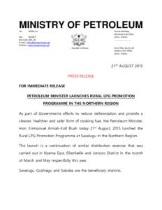 MINISTRY OF PETROLEUM Tel: Private Mail Bag