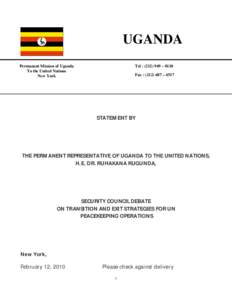 UGANDA Permanent Mission of Uganda To the United Nations New York  Tel : ([removed] – 0110