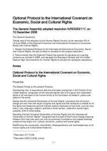 Optional Protocol to the International Covenant on Economic, Social and Cultural Rights