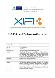 Grant Agreement No.: [removed]Instrument: Large scale integrating project (IP) Call Identifier: FP7-2012-ICT-FI eXperimental Infrastructures for the Future Internet