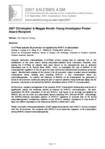 2007 Christopher & Maggie Nordin Young Investigator Poster Award Recipient