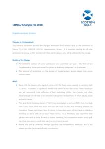 CONGU Changes for 2018 Supplementary Scores Purpose of this document This advisory document explains the changes introduced from January 2018 to the provisions of Clause 21 of the CONGU UHS for Supplementary Scores. I