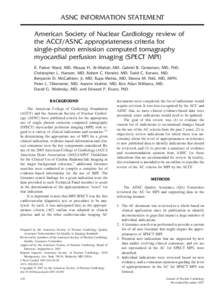ASNC Review of the ACCF/ASNC Appropriateness Criteria for Single-Photon Emission Computed Tomography Myocardial Perfusion Imaging (SPECT MPI)