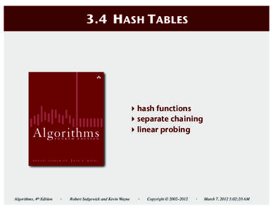 3.4 HASH TABLES  Algorithms F O U R T H  R O B E R T