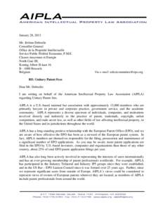 Microsoft Word - AIPLA Letter Regarding European Unitary Patent Fees[removed]