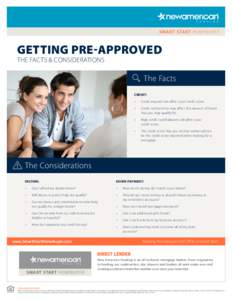 SMART START HOMEBUYER  GETTING PRE-APPROVED THE FACTS & CONSIDERATIONS