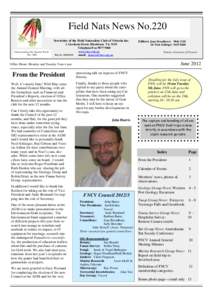 Field Nats News No.220 Newsletter of the Field Naturalists Club of Victoria Inc. Understanding Our Natural World Est. 1880