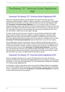 Get Instant Access to PDF Read Books The Boeing 737 Technical Guide Rapidshare at our eBook Document Library  The Boeing 737 Technical Guide Rapidshare PDF Download The Boeing 737 Technical Guide Rapidshare.PDF Getting t