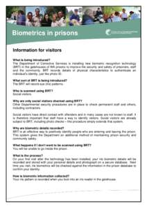 Biometrics in prisons: Information for visitors