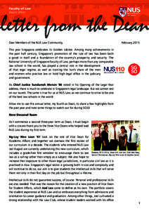 Faculty of Law Dean’s Office letter from the Dean Dear Members of the NUS Law Community,