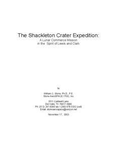 The Shackleton Crater Expedition: A Lunar Commerce Mission in the Spirit of Lewis and Clark
