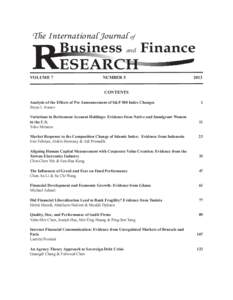 The International Journal of  R Business and Finance ESEARCH
