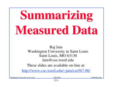 Summarizing Measured Data