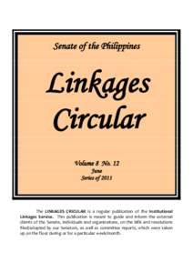 Senate of the Philippines  Linkages Circular Volume 8 No. 12 June