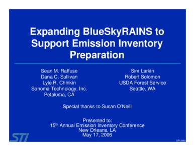 Expanding BlueSkyRAINS to Support Emission Inventory Preparation