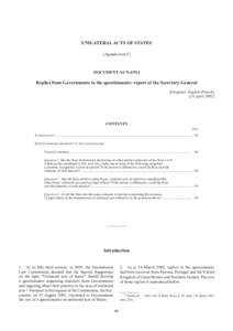 Unilateral acts of states: Replies from Governments to the questionnaire: report of the Secretary-General