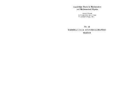 Cambridge Tracts in Mathematics and ~latbematical Physics GENERAl. EDITORS G. H. HARDY, ~f. A., F.R.S. E. CG~NIXGHA)l, M.A.