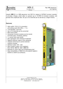 MDI-2 (Data sheet V2.5_01) FWFast VME sequencer and digitizer.