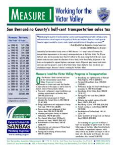 MEASURE I  Working for the Victor Valley  San Bernardino County’s half-cent transportation sales tax