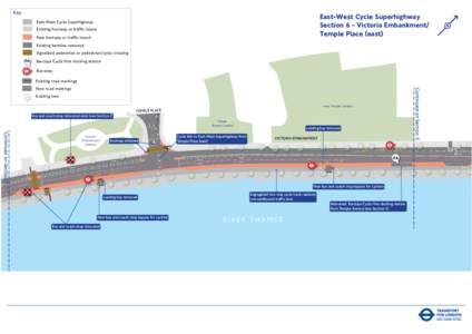 Key:  East-West Cycle Superhighway Section 6 - Victoria Embankment/ Temple Place (east)
