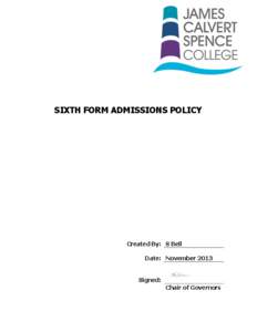 COQUET HIGH  SCHOOL  SIXTH  FORM  ADMISSIONS  POLICY