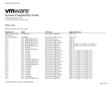Systems Compatibility Guide  Systems Compatibility Guide Last Updated: March 30, 2015 For more information go to vmware.com.