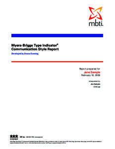 Myers-Briggs Communication Style Report