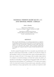 MAXIMAL TORSION RADICALS IN σ[M ] AND MINIMAL PRIME M -IDEALS John A. Beachy Department of Mathematics University of Glasgow, Glasgow, Scotland G12 8QW and