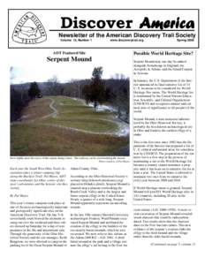 Discover America Newsletter of the American Discovery Trail Society Volume 13, Number 1 www.discoverytrail.org