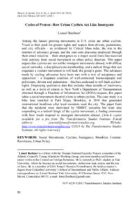 Theory in Action, Vol. 6, No. 2, April 2013 (© 2013) DOI:[removed]tia[removed]Cycles of Protest: How Urban Cyclists Act Like Insurgents Lionel Beehner1 Among the fastest growing movements in U.S. cities are urban