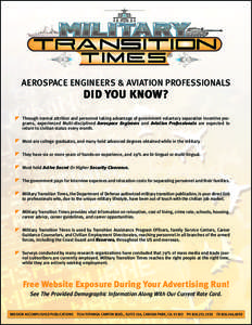 AEROSPACE ENGINEERS & AVIATION PROFESSIONALS  DID YOU KNOW? z z z